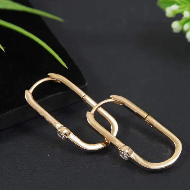 Kalatmika 18K Gold Plated AD Hoop Earrings, U-Shaped CZ Earrings