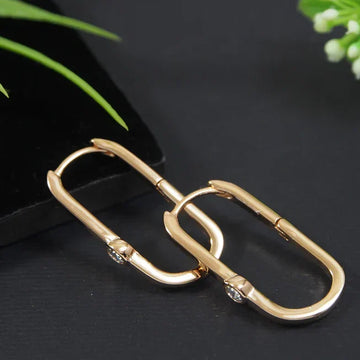 Kalatmika 18K Gold Plated AD Hoop Earrings, U-Shaped CZ Earrings