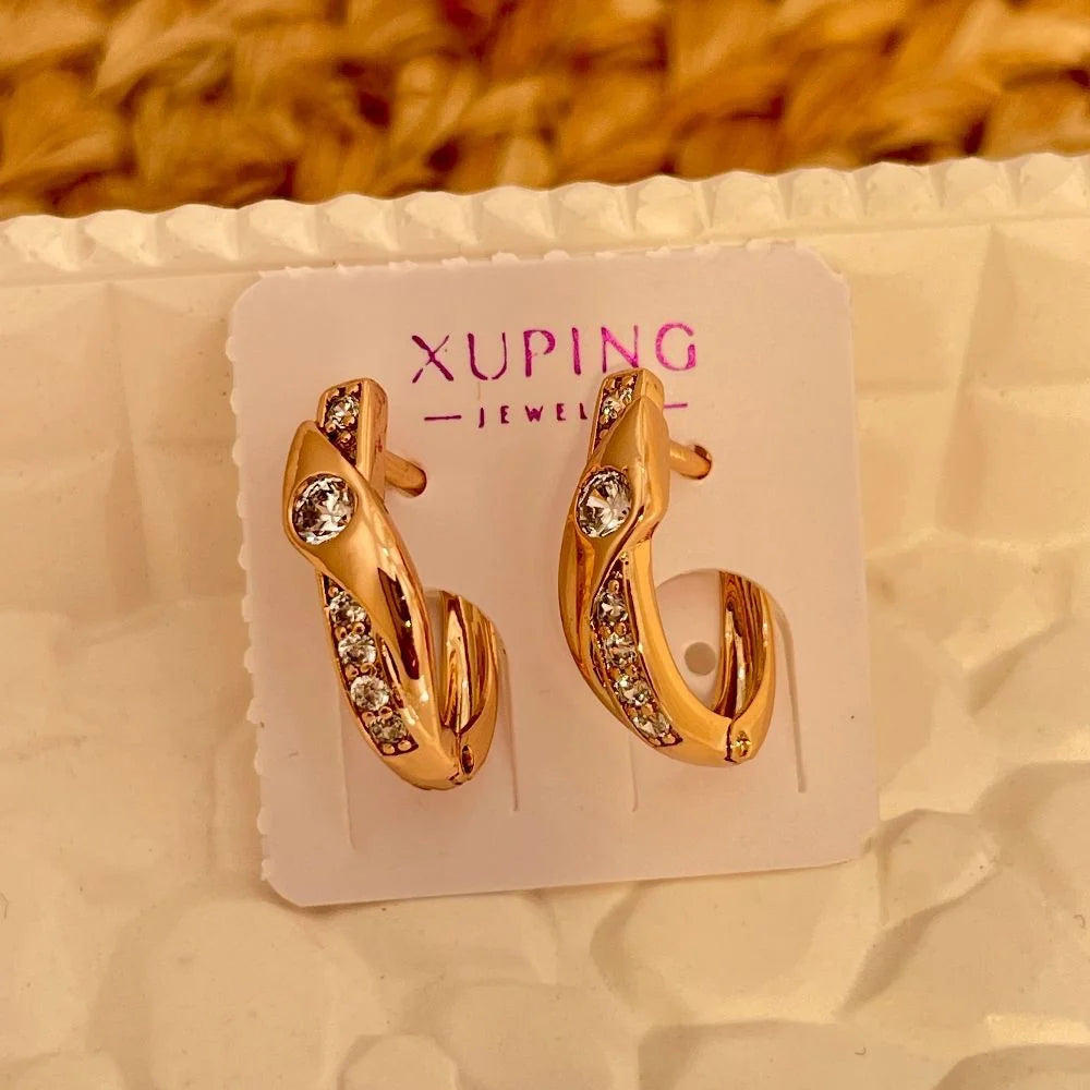 18K Gold Plated CZ Hoop Earrings | Anti-Tarnish Jewellery