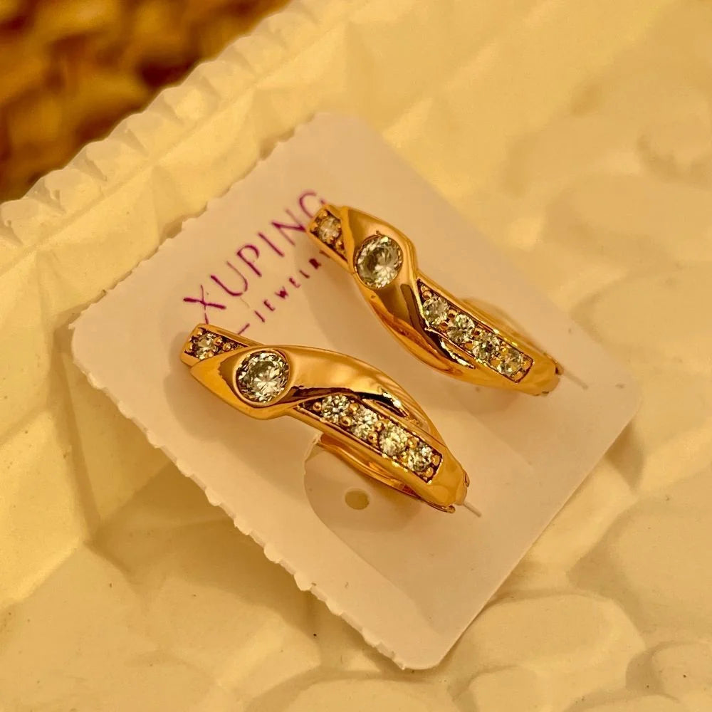 18K Gold Plated CZ Hoop Earrings | Anti-Tarnish Jewellery