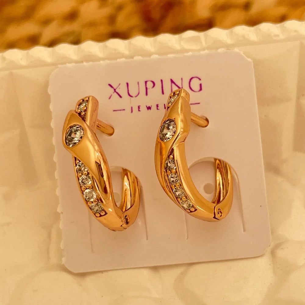 18K Gold Plated CZ Hoop Earrings | Anti-Tarnish Jewellery