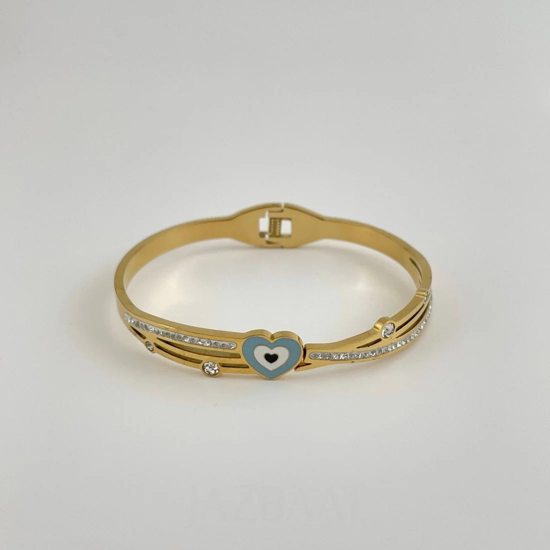Anti-Tarnish Gold-Plated Evil Eye Heart AD Kada Bracelet