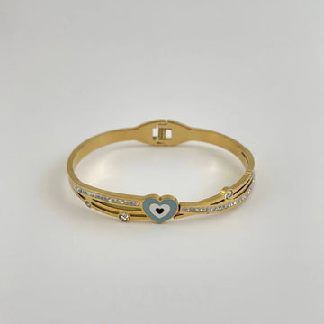 Anti-Tarnish Gold-Plated Evil Eye Heart AD Kada Bracelet