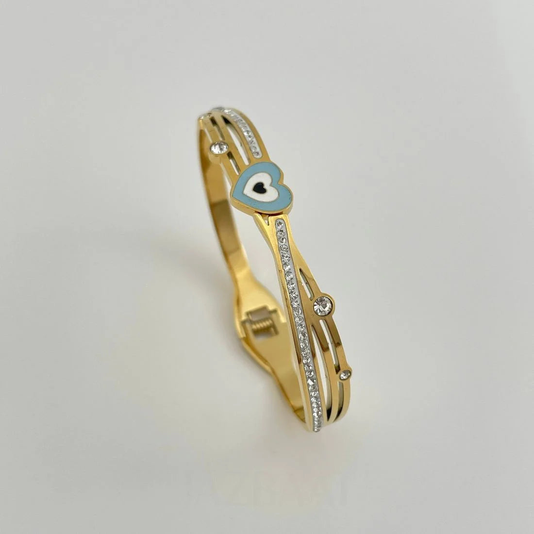 Anti-Tarnish Gold-Plated Evil Eye Heart AD Kada Bracelet