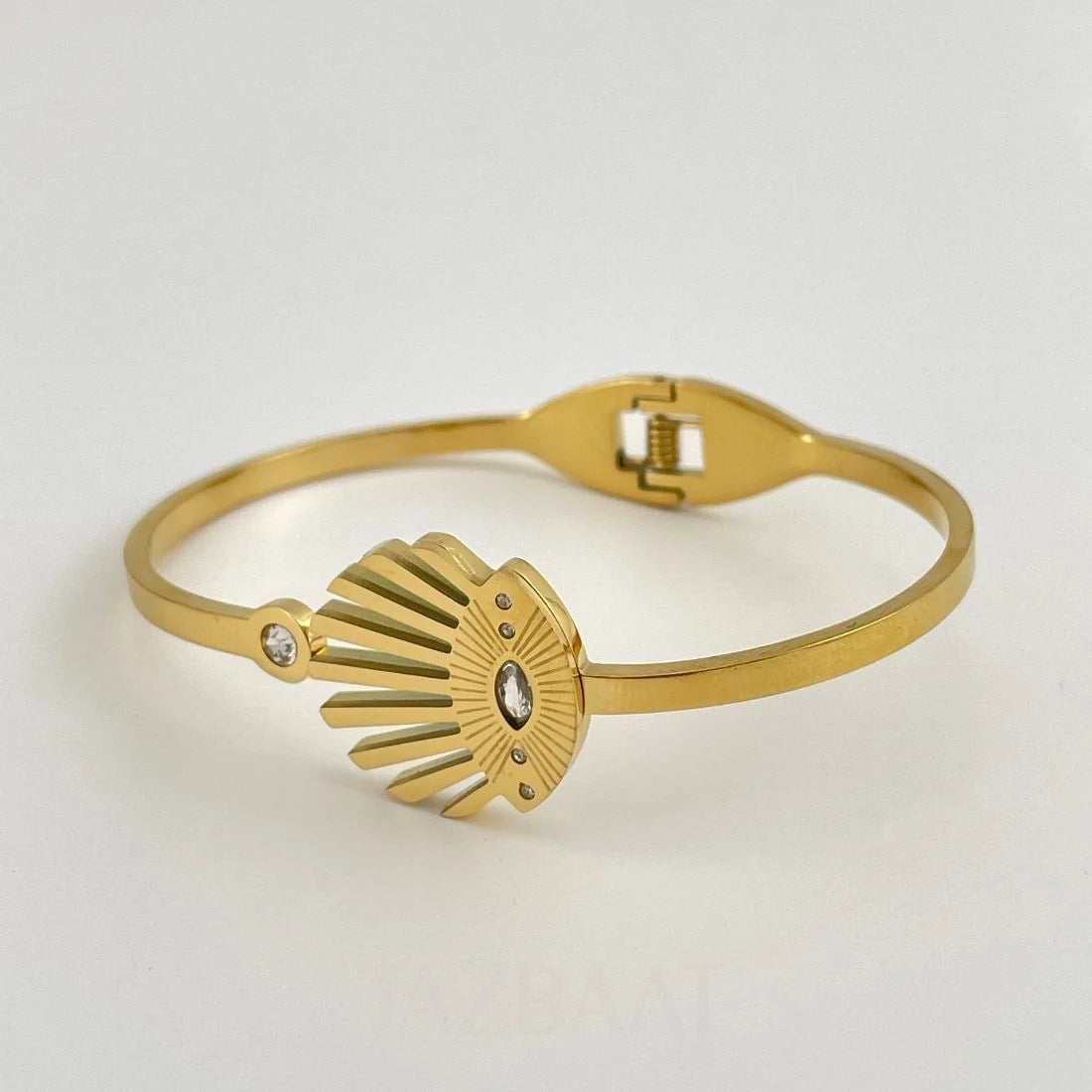 Anti-Tarnish Gold Plated Evil Eye Kada Bracelet | Waterproof Stainless Steel Handcuff Bangle