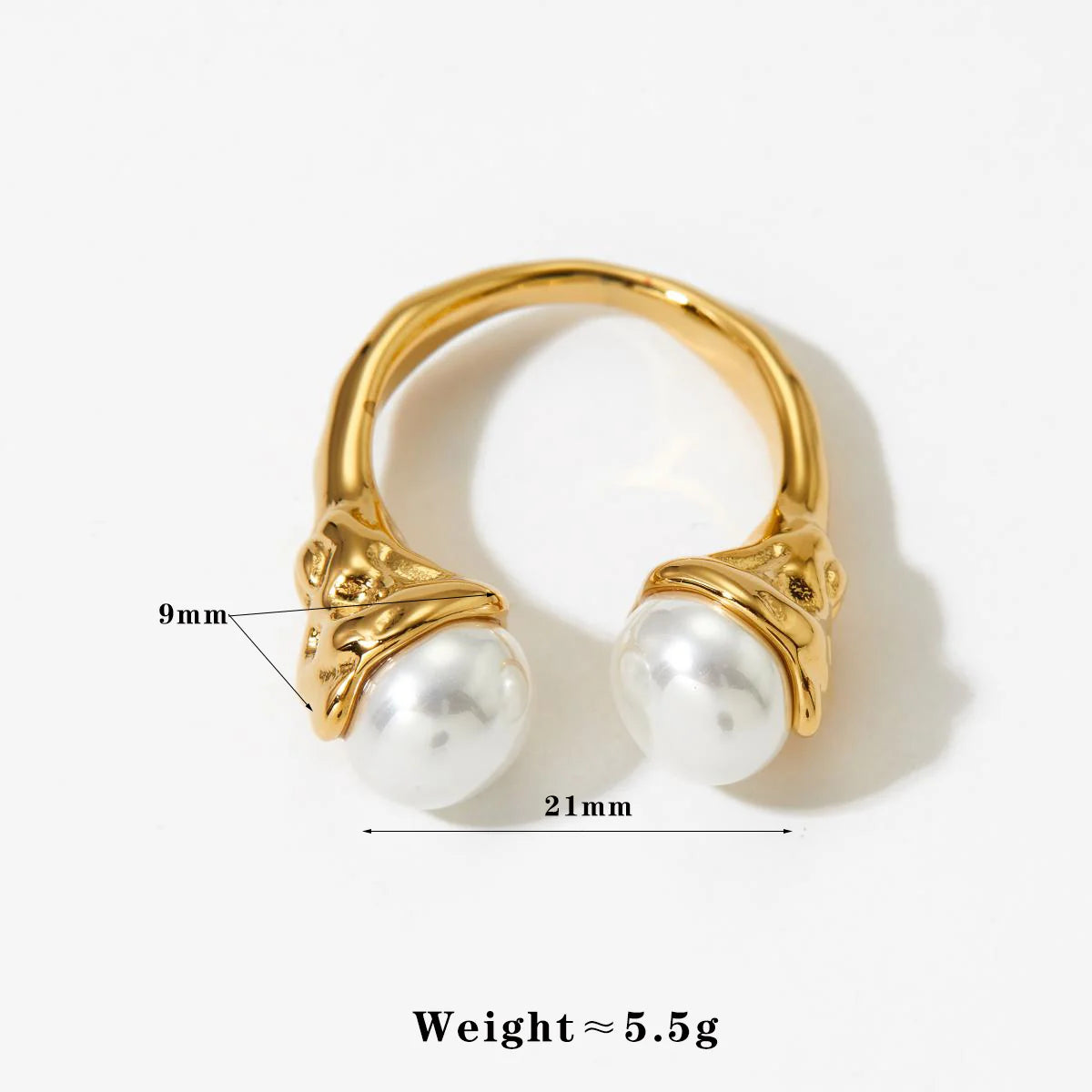 Anti-Tarnish Stainless Steel Adjustable Pearl Statement Ring