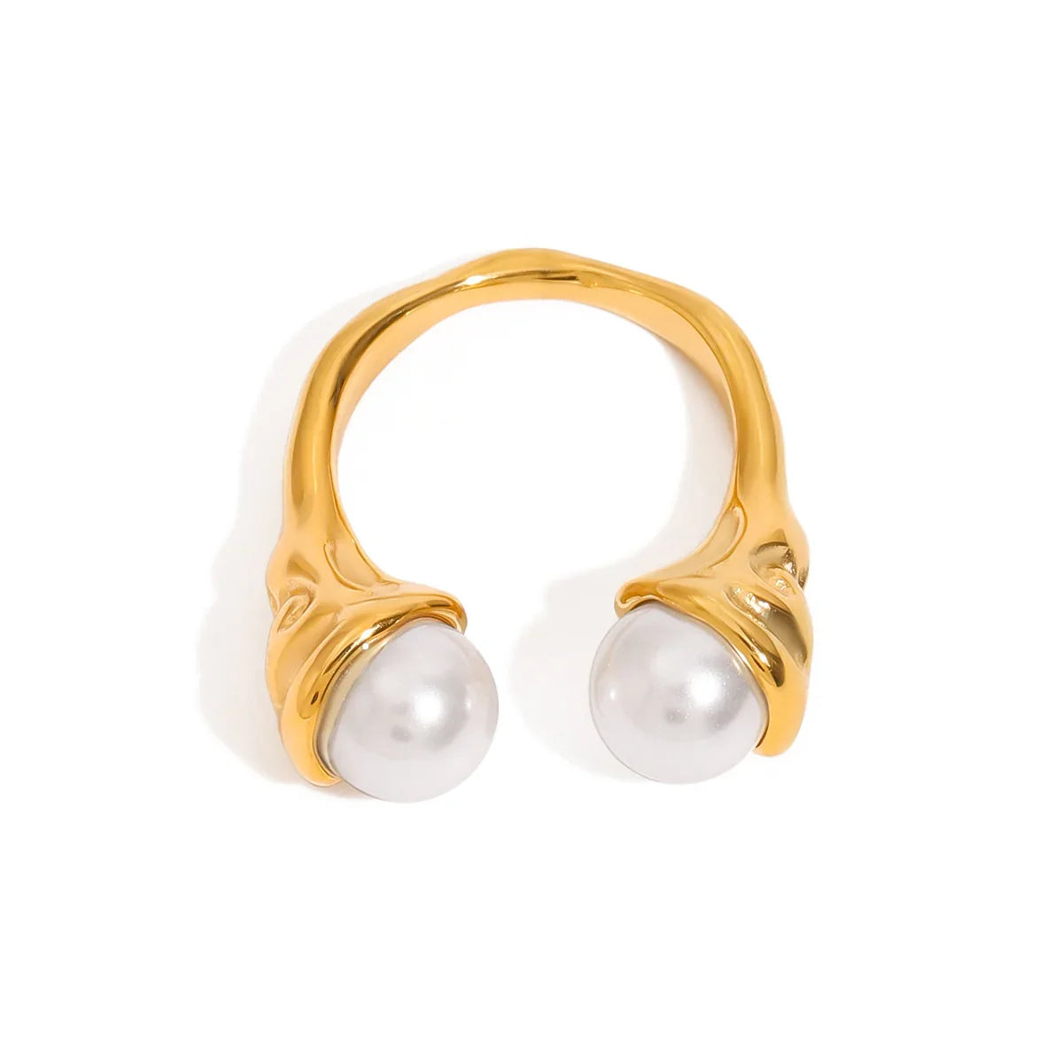 Anti-Tarnish Stainless Steel Adjustable Pearl Statement Ring