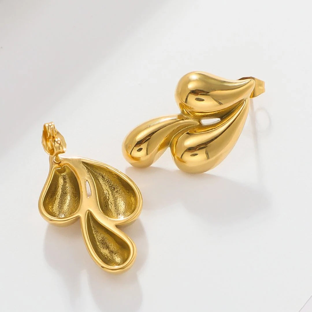 Aurelia Triple Droplet Studs, Anti-Tarnish Gold Earrings