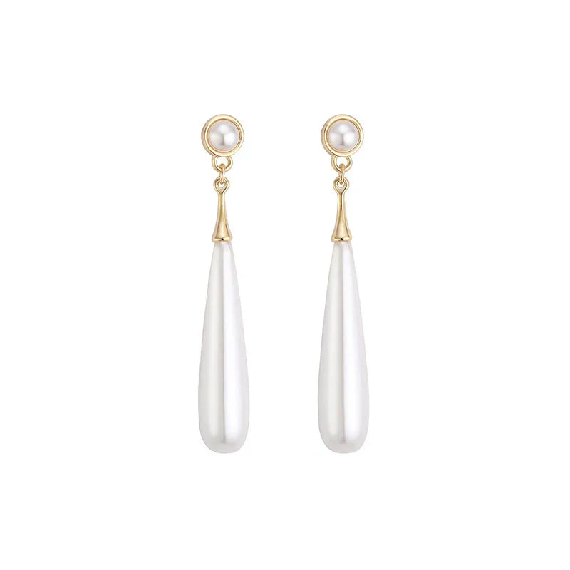 Dewdrop Romance: Korean Faux Pearl Dangle Earrings