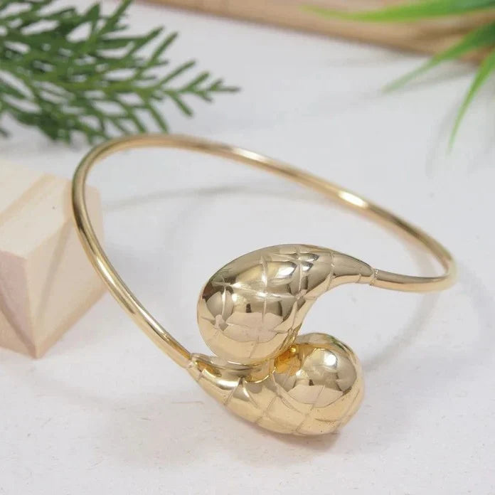 Gold-Plated Teardrop Open Cuff Bracelet – Lightweight Anti-Tarnish Bangle
