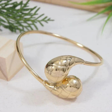 Gold-Plated Teardrop Open Cuff Bracelet – Lightweight Anti-Tarnish Bangle