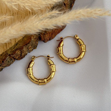 Gold-Plated Three-Knot Hoop Earrings, Waterproof & Anti-Tarnish