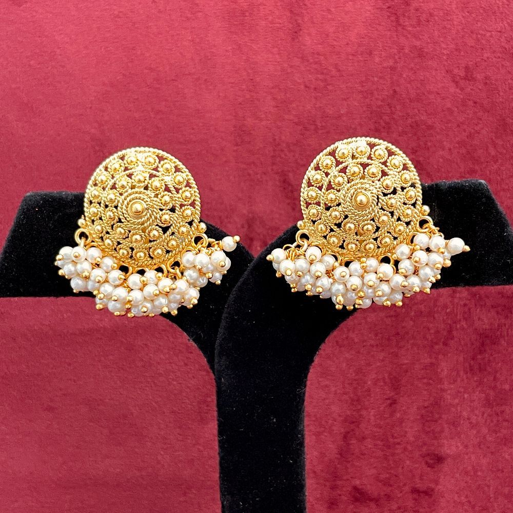 Gold-Toned Guttapusalu Pearl Studded Statement Earrings