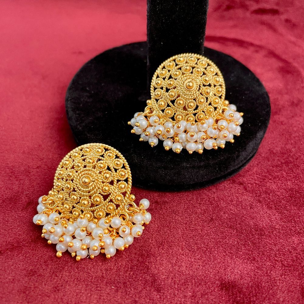 Gold-Toned Guttapusalu Pearl Studded Statement Earrings