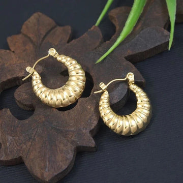 Gold Plated Mini Croissant Hoops, Tarnish-Free Waterproof Earrings