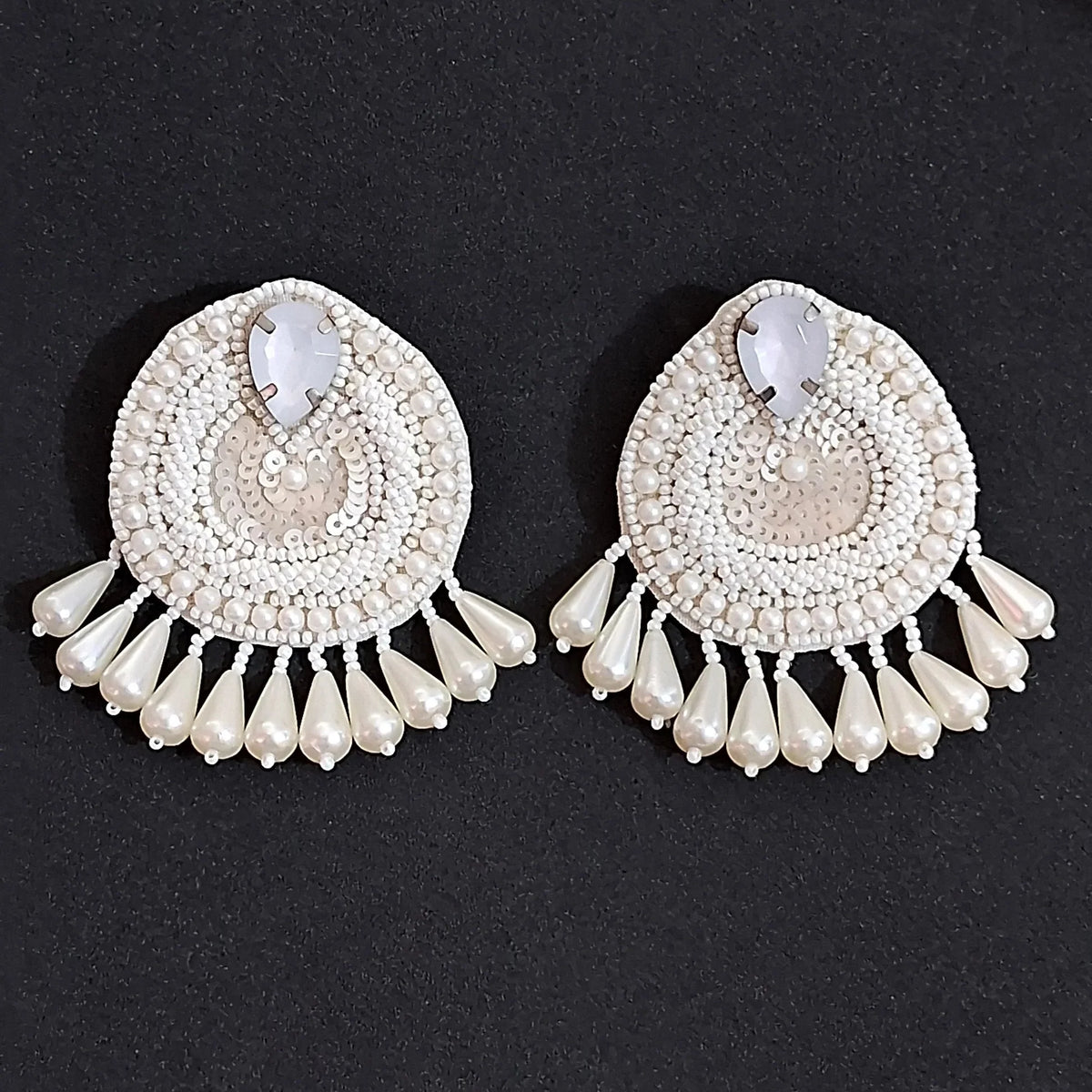 Handcrafted Pearl-Embellished Beaded Earrings