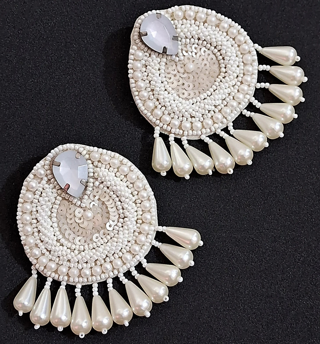 Handcrafted Pearl-Embellished Beaded Earrings