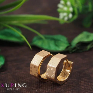 Heptagonal Matte Gold Anti-Tarnish Geometric Hoop Earrings