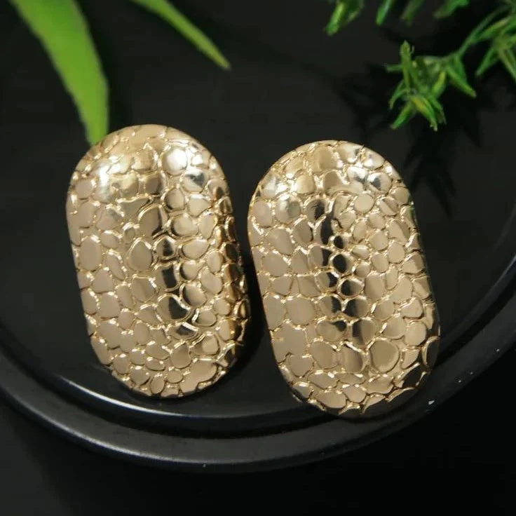 Korean Style Soft Rectangle Gold Studs
