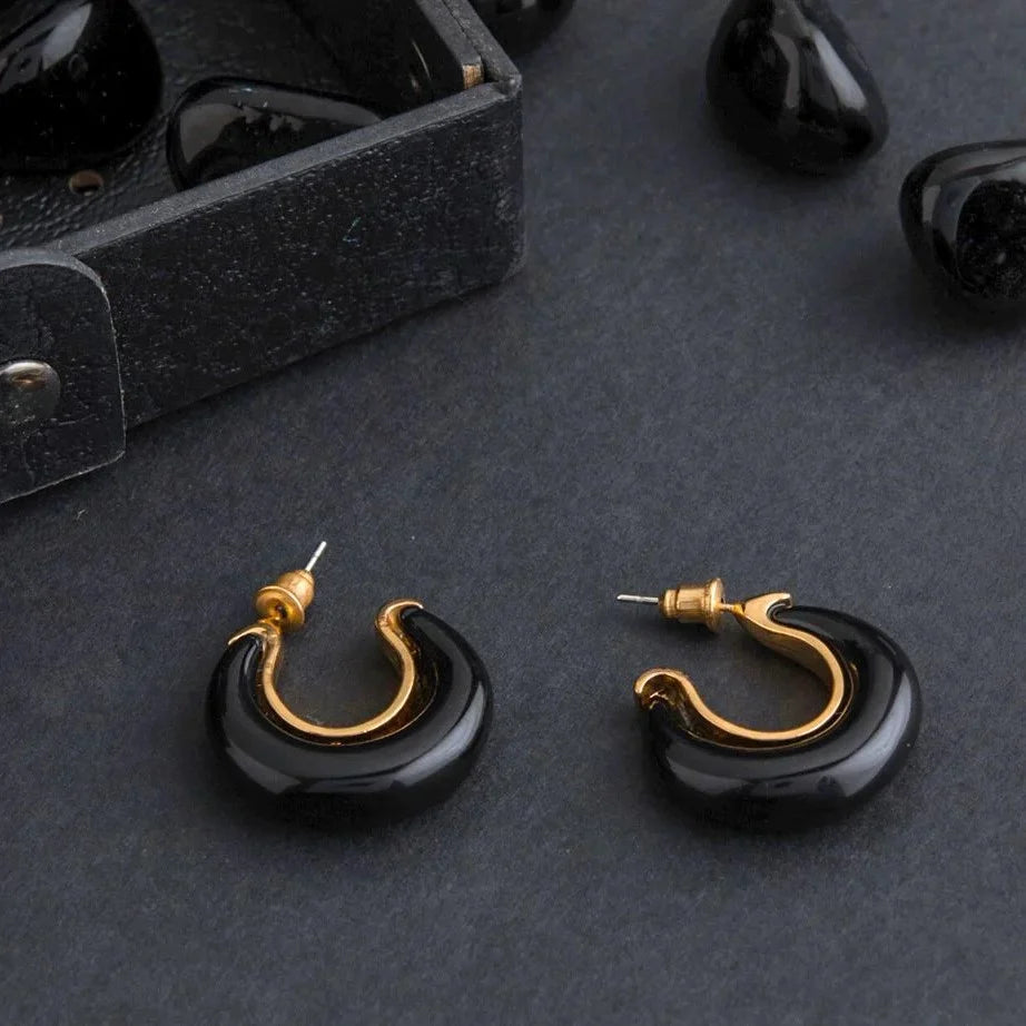 Midnight Chic Geometric C-Hoop Earrings