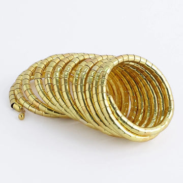 Multi-Layered Spiral Bangle For Women, Gold-Plated Adjustable Bracelet