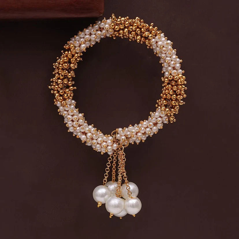 Pearl Elegance Dual-Tone Openable Fusion Bracelet For Women