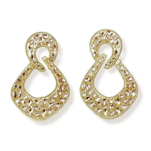 Siya Gold-Toned American Diamond Statement Earrings