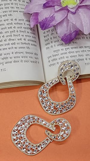 Siya Gold-Toned American Diamond Statement Earrings