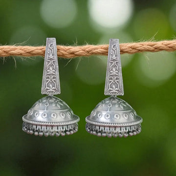 Traditional Oxidised Silver Dome-Shaped Jhumkas